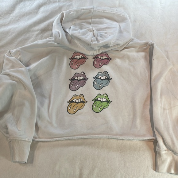 Licensed Rolling Stones Women’s Cropped Hoodie Size Large - Picture 8 of 10
